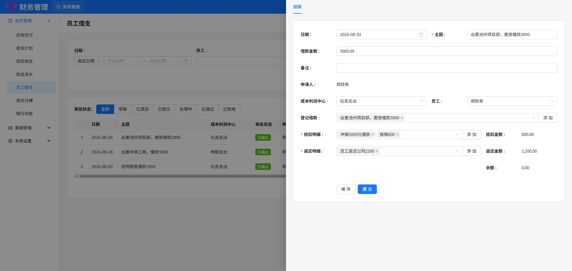 员工借支报销 员工借支报销